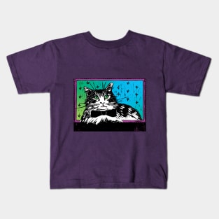 Tiger Cat with Bow Tie Kids T-Shirt